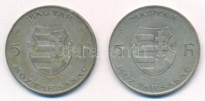 1947. 5Ft Ag "Kossuth" (2x) T:2-,3 patina Adamo F8.1