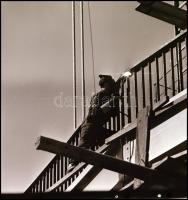 cca 1963 Budapest, épül az Erzsébet híd, 4 db vintage NEGATÍV Fekete György (1904-1990) budapesti fé...