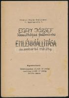1951 Egry József (1883-1951) Kossuth-díjas festőművész emlékkiállítása. Bp., én, Fővárosi Képtár, 3+2 p. Rendkívül ritka!