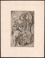 Jelzés nélkül, 3 db mű: Alakok, aktok. Rézkarc, papír. 14,5×10 és 17x11 cm méretekben