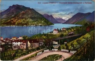 Paradiso (Lugano), Panorama verso Castagnola e Porlezza / funicular railway (EK)