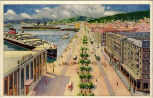 Trieste, Trst; Hotel Savoy Excelsior Palace, tram (EK)