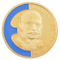 1998. "Ausztria - Ferenc József" aranyozott Cu-Ni, részben kézzel festett emlékérem"Die ersten Farb-Europa-Prägungen" sorozatból, sorszámozott tanúsítvánnyal (40mm) T:PP  1998. "Österreich - Franz Joseph I" gold plated Cu-Ni, partially hand painted commemorative medallion from "Die ersten Farb-Europa-Prägungen" series, with serial numbered certificate (40mm) C:PP