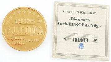 1998. "Ausztria - Ferenc József" aranyozott Cu-Ni, részben kézzel festett emlékérem"D...