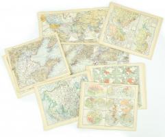 12 darabos vegyes világtérkép gyűjtemény cca 1900. 44x24 cm-ig