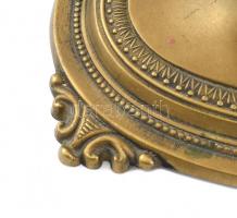 Neobarokk öntött, patinázott bronz tükör, kopott, m:53cm