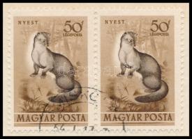 1953 Erdei állatok 50f párban a nyest kép elcsúszásával
