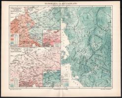 Németország, város térképek 10 darabos vegyes világtérkép gyűjtemény cca 1900. 31x25 cm