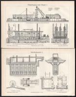 cca 1900 Hajózás 7 db fametszetű tábla 31x25 cm