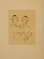 Ék Sándor (1902-1975): Politikai karikatúra; ceruza-papír; paszpartuban 30x45 cm