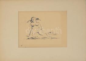 Ék Sándor (1902-1975): Női akt; ceruza-papír; paszpartuban 70x50 cm