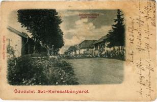 1900 Szentkeresztbánya, Vlahita Noua, Minele Lueta (Szentegyháza, Vlahita); fürdő bejárata, utca. Siska Ignác kiadása / spa entry, street (fl)