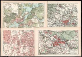 cca 1900 Német városok 8 db térkép 24x15 cm