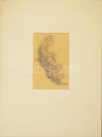 1936 Ék Sándor (1902-1975): Tanulmány; ceruza-papír; (az 1972-es műcsarnoki gyűjteményes kiállítás anyagából) 20x30 cm paszpartuban