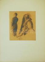 1935 Ék Sándor (1902-1975): Tanulmány; ceruza-papír; (az 1972-es műcsarnoki gyűjteményes kiállítás anyagából) 32x30 cm paszpartuban