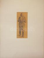 1935 Ék Sándor (1902-1975): Tanulmány; ceruza-papír; (az 1972-es műcsarnoki gyűjteményes kiállítás anyagából) 15x32 cm paszpartuban