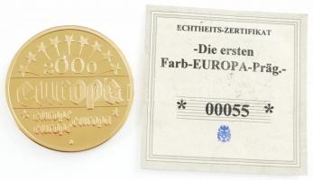 2000. "Svédország (Alfred Nobel)" aranyozott Cu-Ni, részben kézzel festett emlékérem"...