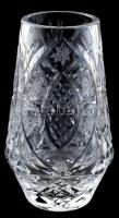 Metszett ólomkristály váza, hibátlan, m: 13 cm