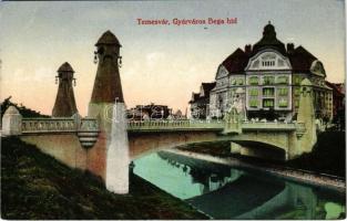 Temesvár, Timisoara; Gyárváros, Béga híd, villamos, Hungária fürdő / bridge, tram, spa, bath (Rb)