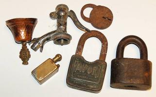 Nosztalgia tétel lakatokkal, csengővel, szifonfejjel és réz öngyújtóval a háború időszakából