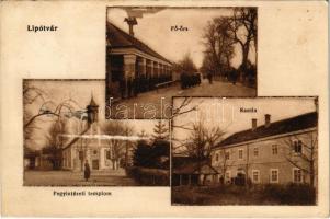 Lipótvár, Újvároska, Leopoldov; Fő őrs, kantin, fegyintézeti templom. Vasúti levelezőlapárusítás 9313. / prison canteen, church and main guard station (felszíni sérülés / surface damage)