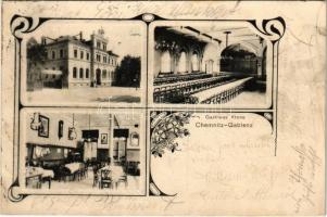 1907 Chemnitz-Gablenz, Gasthaus Krone / hotel interior. Art Nouveau, floral