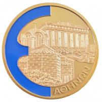 1999. Athén aranyozott Cu-Ni, részben kézzel festett emlékérem (40mm) T:PP  1999. Athens gold plated Cu-Ni, partially hand painted commemorative medallion (40mm) C:PP
