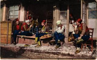 Opanken- und Brotverkäufer / Prodavaoci opanaka i hljeba / Bosnian folklore, bread sellers (kopott sarkak / worn corners)