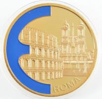 1999. Róma aranyozott Cu-Ni, részben kézzel festett emlékérem (40mm) T:PP  1999. Roma gold plated Cu-Ni, partially hand painted commemorative medallion (40mm) C:PP