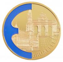 1999. "Brüsszel" aranyozott Cu-Ni, részben kézzel festett emlékérem" (40mm) T:PP  1999. "Bruxelles" gold plated Cu-Ni, partially hand painted commemorative medallion (40mm) C:PP