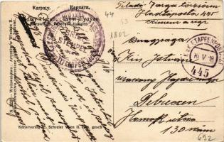 1918 Karpathen. Fahrende Husulen / Karpaty. Jadacy Huculi / Traveling Hutsuls in the Carpathians (EK...