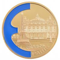 1999. "Paris" aranyozott Cu-Ni, részben kézzel festett emlékérem" (40mm) T:PP  1999. "Párizs" gold plated Cu-Ni, partially hand painted commemorative medallion (40mm) C:PP