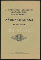 1914 A Tiszacsegei Kölcsönös segélyezőegylet mint szövetkezet zárszámadása Gyoma, 1914. Kner Izidor. 20 p