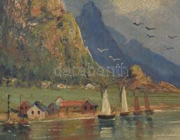 Méreg L. jelzéssel: Osztrák táj. Olaj, karton, sérült fakeretben, 29x38cm