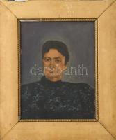 Kornhoffer Pécs 1914 jelzéssel: Női képmás. Olaj, karton, sérült fakeretben, 28x20cm.