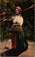 Kalotaszegi leány népviseletben / Magyarisches Mädchen aus Kalotaszeg (Siebenbürgen) / Transylvanian folklore from Tara Calatei, traditional costume