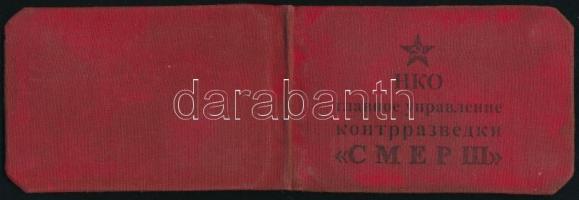 1944-1946 SZMERS szovjet katonai kémelhárító titkosszolgálat tagjának fényképes igazolványa