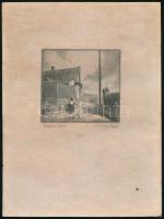 Bajor Ágost (1892-1958): Tabáni utca, rézkarc, papír, jelzett, 7,5×8,5 cm