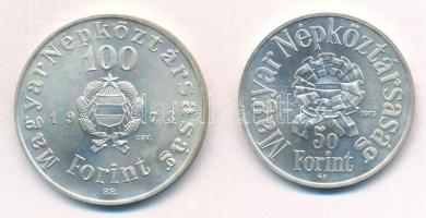 1973. 50Ft Ag + 100Ft Ag "Petőfi" pár T:BU 
Adamo EM41, EM42