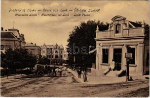 1909 Lipik, Glavna ulica / Hauptstrasse / Fő utca, lovaskocsi. M. Schnapek kiadása / main street, horse-drawn carriage