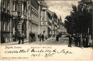 1906 Zagreb, Zágráb; Zrinjski trg / Place Zriny / Zrínyi tér / square, street view (szakadás / tear)