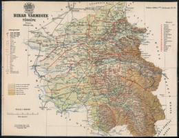 1896 Bihar vármegye térképe, tervezte: Gönczy Pál, 1:600 000, kiadja: Posner Károly Lajos és Fia, laminálva, 21,5×27,5 cm