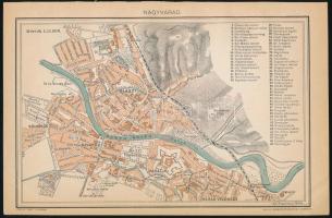 cca 1900 Nagyvárad városának térképe, rajzolta: Kogutowicz Manó, 1:21.800, Pallas Nagy Lexikona, Bp., Pallas Rt., 15,5x24 cm