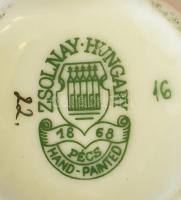 Zsolnay búzavirág mintás mokkás csésze aljjal 2db ,kézzel festett, jelzett, hibátlan