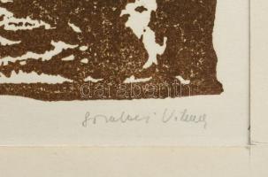 Somlai Vilma (1938-2007): E.J. emlékére, 1983. Linómetszet, papír, jelzett, művészpéldány E.A. jelzé...