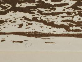 Somlai Vilma (1938-2007): E.J. emlékére, 1983. Linómetszet, papír, jelzett, művészpéldány E.A. jelzé...