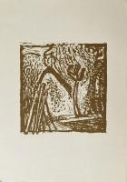 Somlai Vilma (1938-2007): Napsütötte présház. Linómetszet, papír, jelzett, művészpéldány E.A. jelzéssel, 20×20 cm