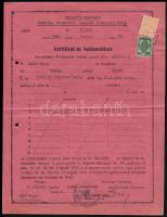 1910, 1946 Román honosítási bizonyítvány + postai föladóvevény