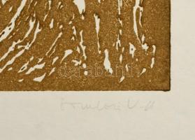 Somlai Vilma (1938-2007): Rókaszántó II. Linómetszet, papír, jelzett, E.A. művészpéldány, hátoldalán...