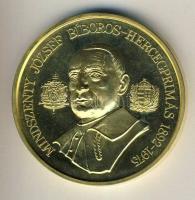 1993. "Mindszenty József bíboros" nagyalakú, aranyozott Br emlékérem T:BU Eredeti díszdobozban!